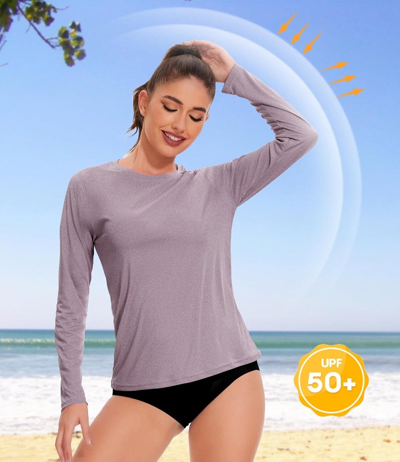 Kinglaman 6 Pack Women's Quick Dry Fit Long Sleeve Shirts, UPF 50+ Rash Guard Swim Fishing SPF UV Sun Protection Shirts - Image 2